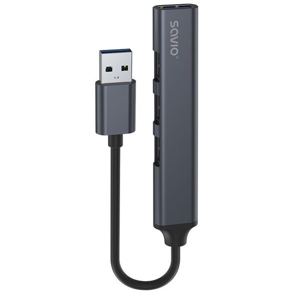 HUB USB Savio SAVIO HUB USB-A - 3 X USB-A 2.0 1 X USB-A 3.0 SZARY AK-70