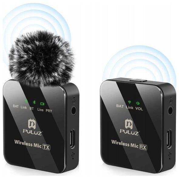 Mikrofon Puluz Mikrofon Bezprzewodowy Bluetooth 3,5mm Trs Trrs Do Telefonu Aparatu Kamery / Pu3153b