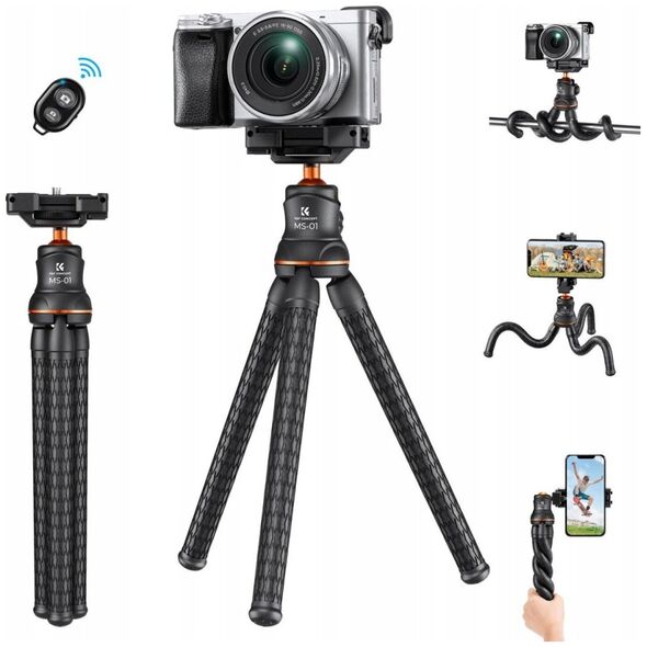 Statyw Kf Giętki Statyw Elastyczny Głowica 3d Uchwyt Aparat Kamera Telefon K&f Ms-01 / Kf09.129
