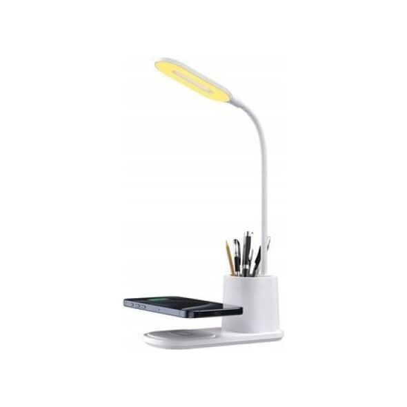Lampka biurkowa Rebeltec Lampka na biurko ładowarką indukcyjną 15W Rebeltec W601 biała
