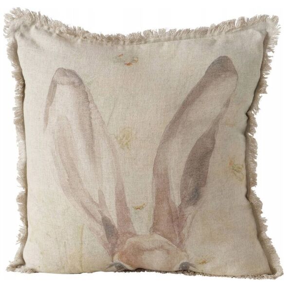 Boltze Poduszka dekoracyjna z frędzlami RABBIT, lniana, 45 x 45 cm