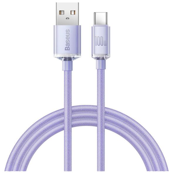 Baseus Crystal Shine Braided USB 2.0 Cable USB-C male - USB-A male Μωβ 1.2m (CAJY000405) (BASCAJY000405) έως 12 άτοκες Δόσεις