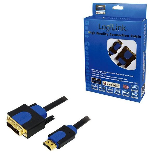 Kabel LogiLink HDMI - DVI-D 10m niebieski (CHB3110)