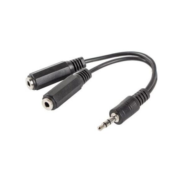 Kabel Lanberg Jack 3.5mm - Jack 3.5mm x2 0.1m czarny (AD-0024-BK)