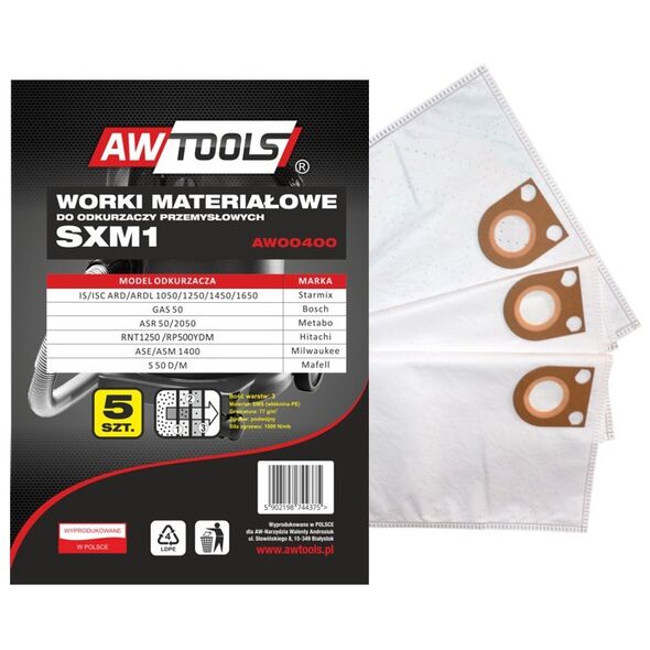 Worek do odkurzacza AWTools z mikrowłókniny SXM1 GAS 50/STARMIX 5szt. (AW00400)