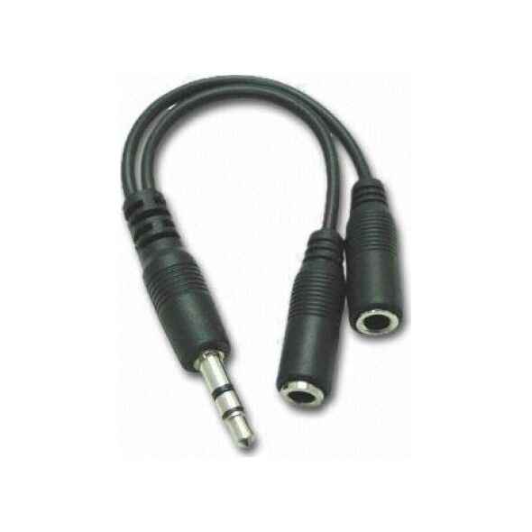 Kabel PremiumCord Jack 3.5mm - Jack 3.5mm x2 0.1m czarny (kjr-02a)