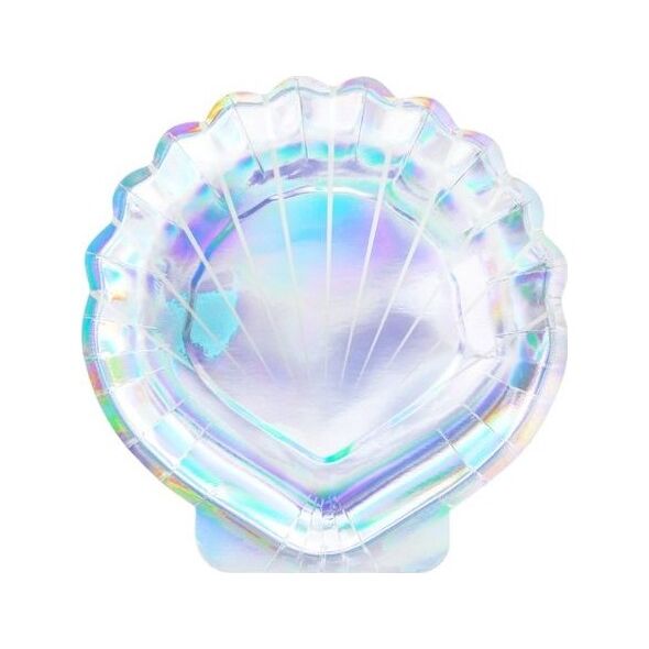 Party Deco talerzyki Syrenka, muszla, opalizujące, 18,5 cm, 6 sztuk uniwersalne (38558)