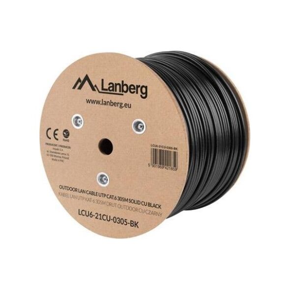 Lanberg Lanberg kabel instalacyjny UTP, kat. 6, drut OUTDOOR CU, 305m, czarny