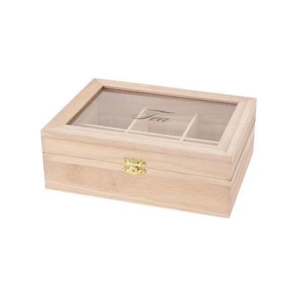 Excellent Houseware Pojemnik drewniany na herbatę organizer na torebki z herbatą herbaciarka