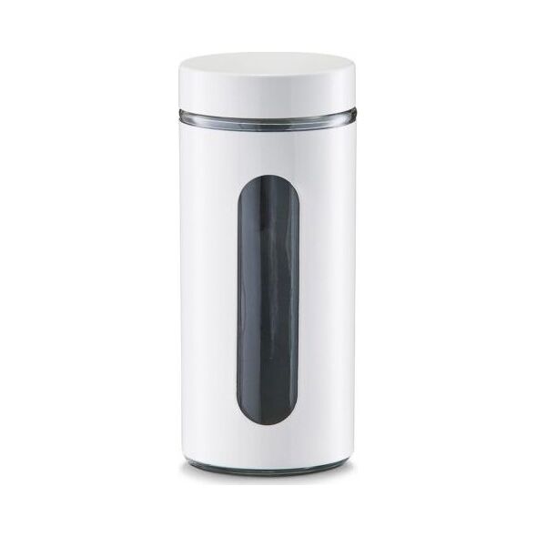 Zeller Zeller, Metalowy, okrągły pojemnik, 1200 ml, kol. biały
