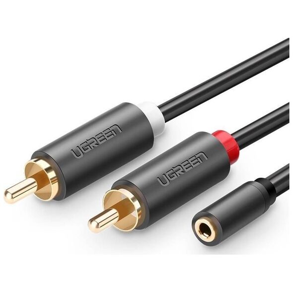 Kabel Ugreen Jack 3.5mm - RCA (Cinch) x2 1m czarny (UGR508BLK)