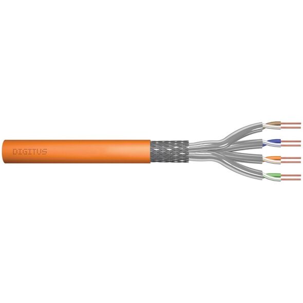 Digitus Kabel teleinformatyczny instalacyjny DIGITUS kat.7, S/FTP, Dca, drut, AWG 23/1, LSOH, 50m, pomarańczowy, ofoliowany