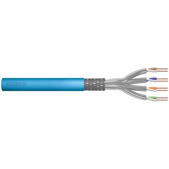 Digitus Kabel teleinformatyczny instalacyjny DIGITUS kat.6A, S/FTP, Eca, drut, AWG 23/1, LSOH, 100m, niebieski, ofoliowany