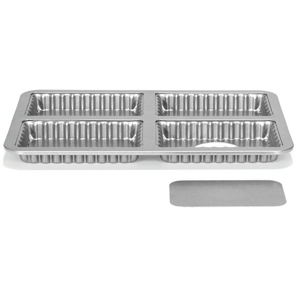 Patisse kształt quiche Mini z luźnym dnem 13 x 8 cm stal srebrna