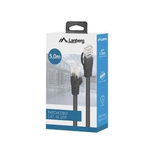 Lanberg PATCHCORD KAT.5E UTP 5M CZARNY BOX FLUKE PASSED LANBERG