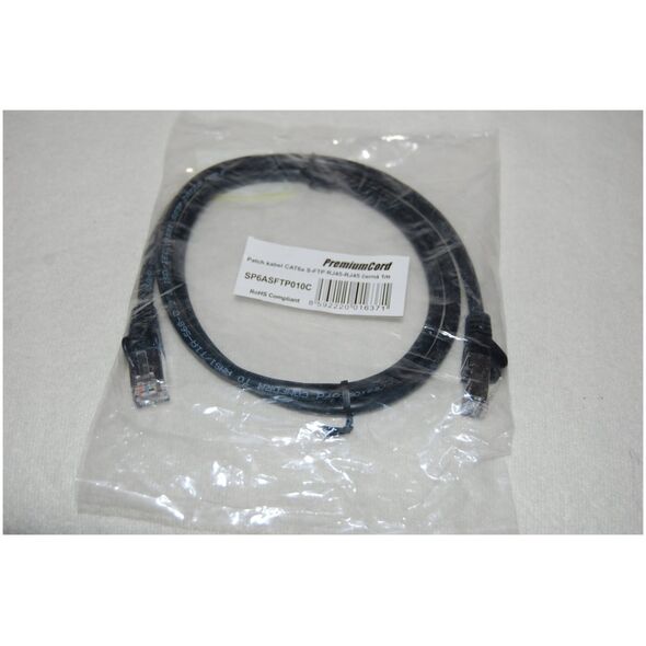 PremiumCord PREMIUMCORD Patch kabel CAT6a S-FTP, RJ45-RJ45, AWG 26/7 1m černá