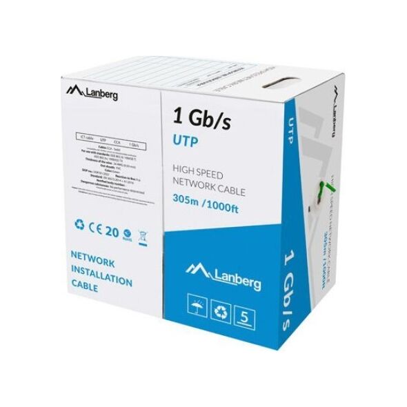Lanberg Kabel LAN UTP 1GB/S 305M drut CCA zielony