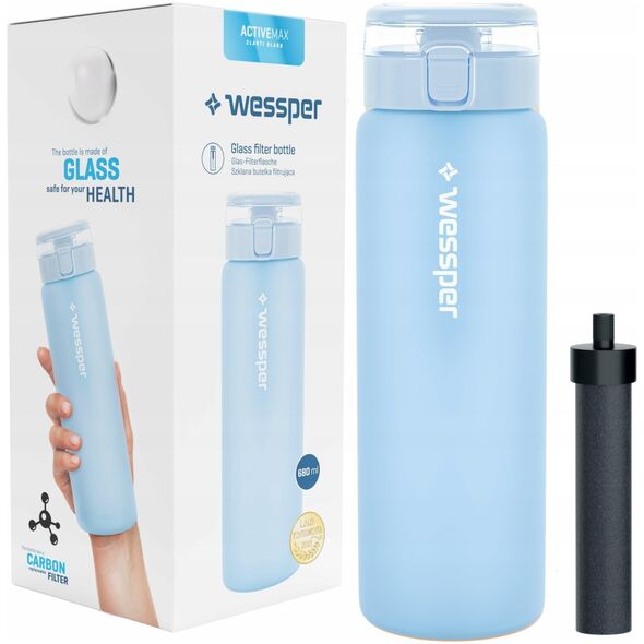Wessper Szklana butelka ActiveMax 680ml niebieska