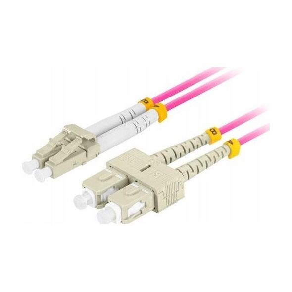 Lanberg LANBERG Patchcord Światłowodowy MM LC/UPC-SC/UPC Duplex 3.0mm OM4 50/125 LSZH 5M Fioletowy