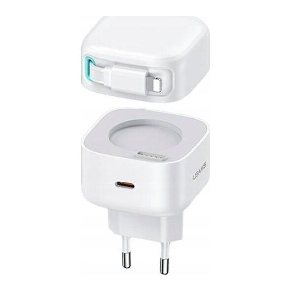 Ładowarka Usams Ładowarka sieciowa USAMS US-CC202 USB-C + kabel Lighning PD QC 35W biały/white