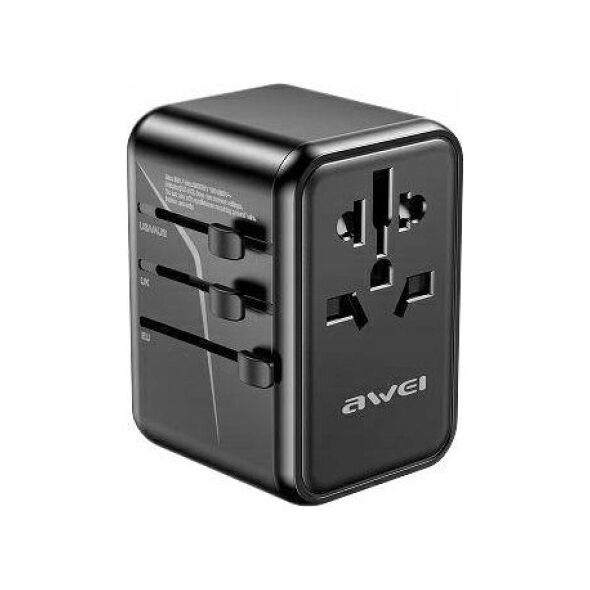 Ładowarka Awei Ładowarka sieciowa podróżna AWEI C-40 2xUSB-A, 3xUSB-C 65W US/AU/EU/UK czarny/black
