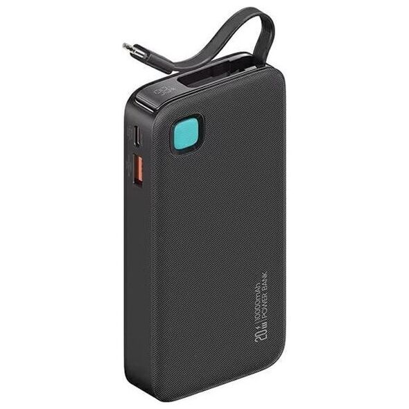 UPS Usams USAMS Powerbank ze zwijanym kablem USB-C Retractable 10000 mAh PD 20W Fast Charge XY Series czarny/black 10KCD22401(US-CD224)