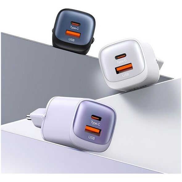 Ładowarka Usams USAMS Ład. siec. CC254 30W GaN USB-C/USB-A Fast Charging HC Series fioletowy/purple CC254TC03