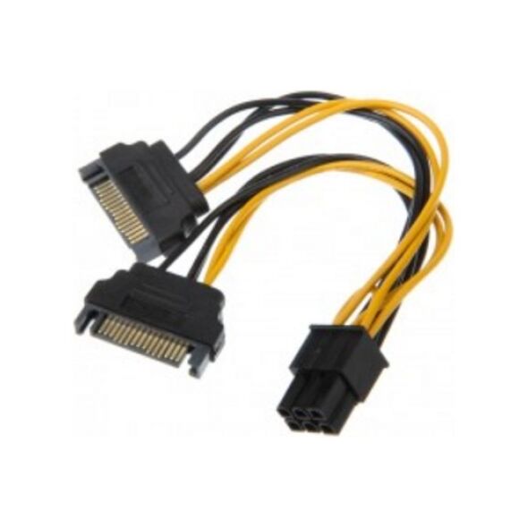 Akasa SATA 15-pin - PCIe 6-pin, 0.15m, Żółty (AKCBPW1315)