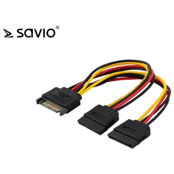Savio SATA 15-pin - SATA 15-pin x2, 0.18m, Wielokolorowy (SAVIO AK-17)