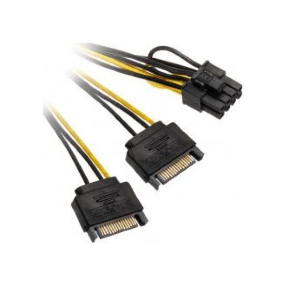 Akasa SATA 15-pin - PCIe 8-pin, 0.3m, Żółty (ZUAD-1008)