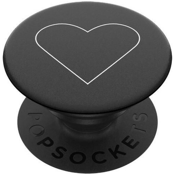 PopSockets PopSockets PopGrip - Wysuwana podstawa i uchwyt do smartfonów i tabletów z wymienną górną częścią - White Heart Black
