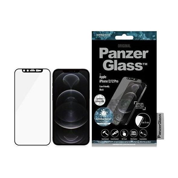 PanzerGlass E2E Microfracture do iPhone 12 /12 Pro CamSlider Swarovsky Case Friendly AntiBacterial
