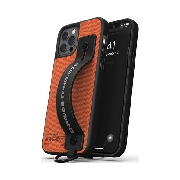 Diesel DIESEL HANDSTRAP CASE UTILITY TWILL IPHONE 12 / 12 PRO CZARNY/POMARAŃCZOWY standard