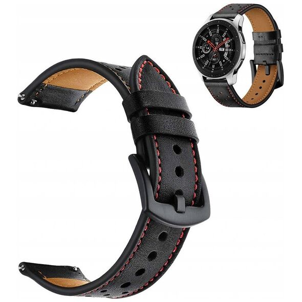 Strado Pasek skórzany do Amazfit BIP/GTS/GTR 42mm (Czarny) uniwersalny