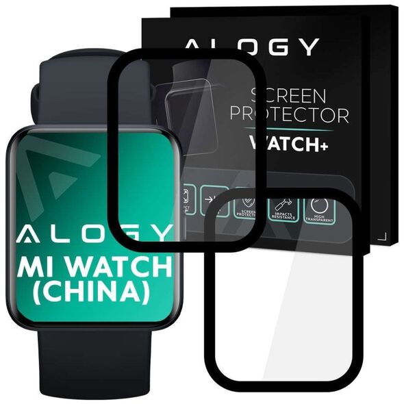 Alogy Alogy Full Glue 2x Elastyczne Szkło 3D do Xiaomi Mi Watch (wersja chiny) Black uniwersalny