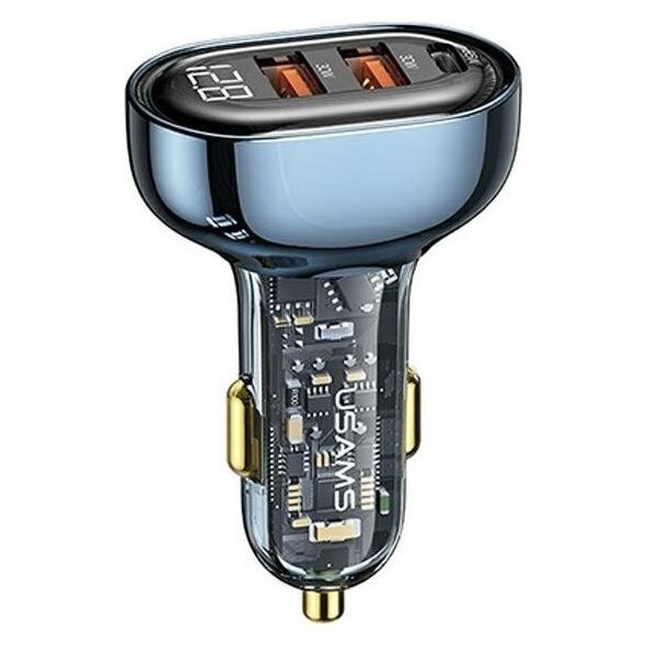 Ładowarka Usams USAMS Ład. sam. 1xUSB-C 2xUSB-A 125W Fast Charge transparent blue CC158CC02 (US-CC158)
