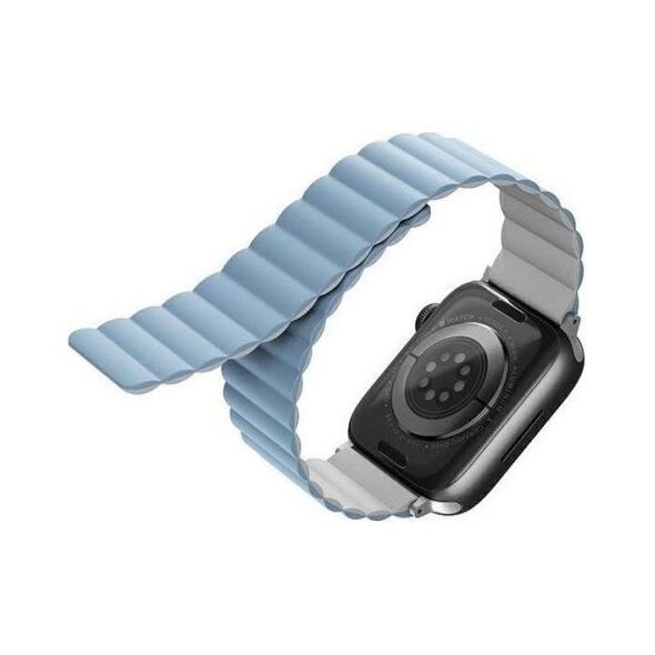 DefaultBrand UNIQ pasek Revix Apple Watch Series 4/5/6/7/SE 42/44/45mm. Reversible Magnetic biały-niebieski/white-blue