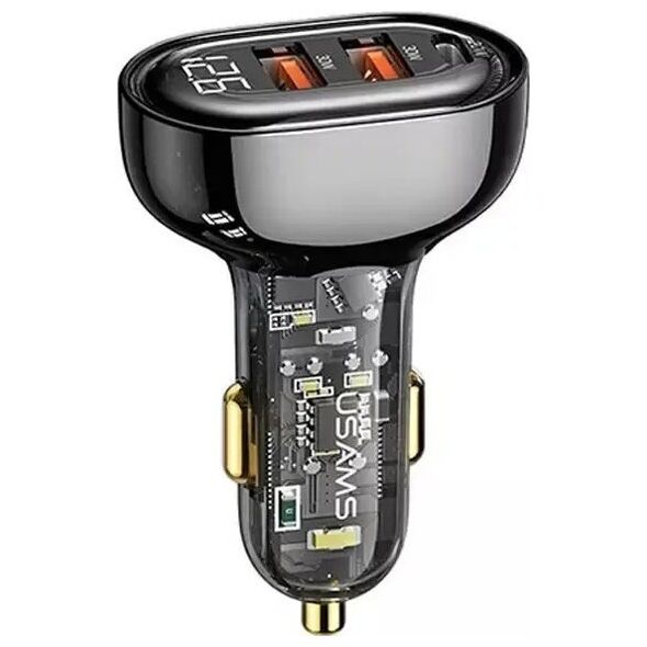 Ładowarka Usams Ładowarka samochodowa USAMS 2xUSB+1xUSB-C 80W Fast Charge czarny/black (US-CC159)