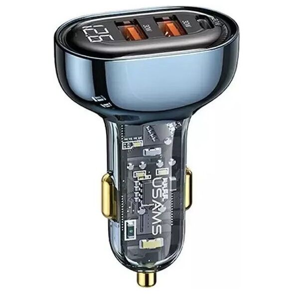 Ładowarka Usams Ładowarka samochodowa USAMS 2xUSB+1xUSB-C 80W Fast Charge niebieski/blue (US-CC159)