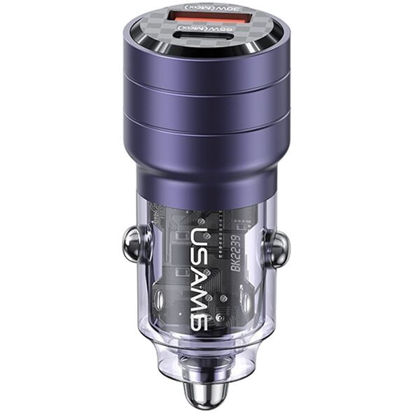 Ładowarka Usams Ładowarka samochodowa USAMS C36 USB-A+USB-C 95W Fast Charge fioletowy/purple (US-CC176)