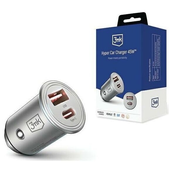 Ładowarka 3MK Hyper Car 1x USB-A 1x USB-C 3 A  (Hyper Car Charger 45W)