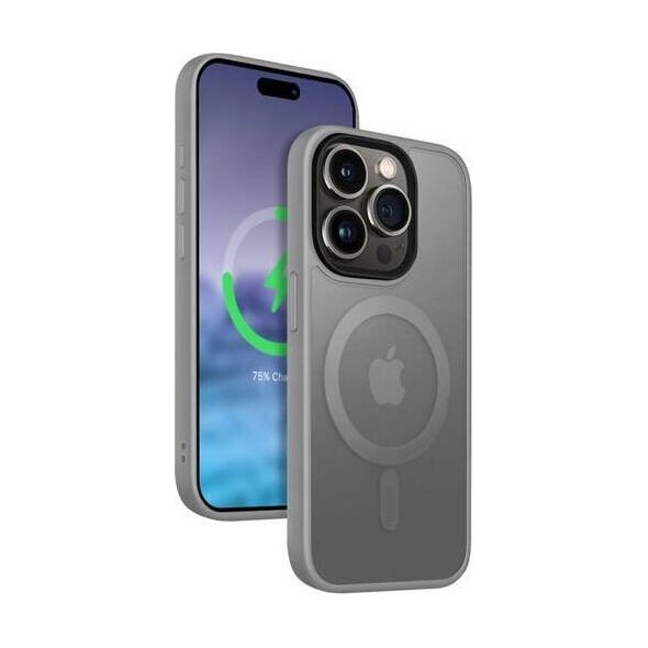 Crong Etui Hybrid Frost MAG Cover iPhone 15 Pro Max MagSafe Szare