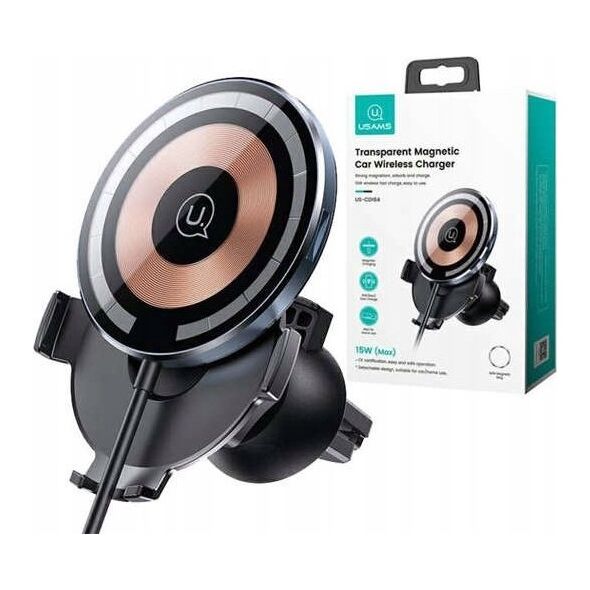 Usams Uchwyt samochodowy Usams US-CD164 15W indukcyjny magnetyczny 2w1 do kratki
