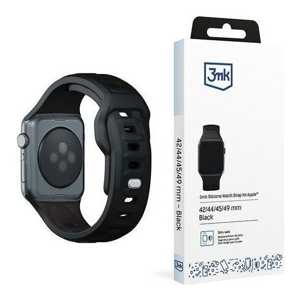 3MK 42/44/45/49 mm Black - 3mk Silicone Watch Strap for Apple