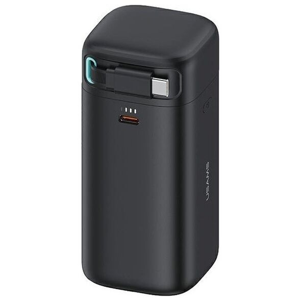 Powerbank Usams USAMS Powerbank ze zwijanym kablem USB-C Retractable 18000 mAh PD45W Fast Charge XMF Series czarny/black 20KCD21601 (US-CD216)
