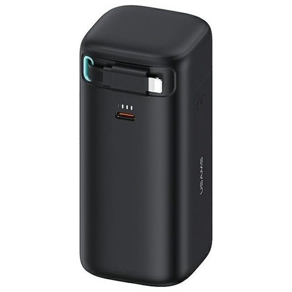 Powerbank Usams USAMS Powerbank ze zwijanym kablem Retractable Lightning 18000 mAh PD45W Fast Charge XMF Series czarny/black 20KCD21701 (US-CD217)
