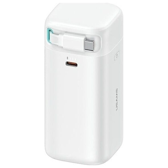 Powerbank Usams USAMS Powerbank ze zwijanym kablem USB-C Retractable 18000 mAh PD45W Fast Charge XMF Series biały/white 20KCD21602 (US-CD216)