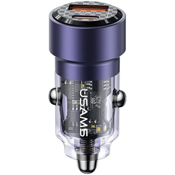 Ładowarka Usams USAMS Ład. sam. C39 USB+USB-C 60W Fast Charge fioletowy/purple CC208CC02 (US-CC208)
