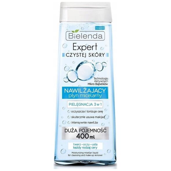 Bielenda Expert Czystej Skóry Płyn micelarny 3w1 nawilżający do demakijażu 400ml