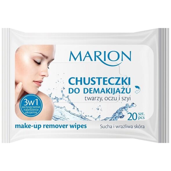 Marion Chusteczki do demakijażu twarzy ,oczu i szyi do skóry suchej i wrażliwej 20 szt.